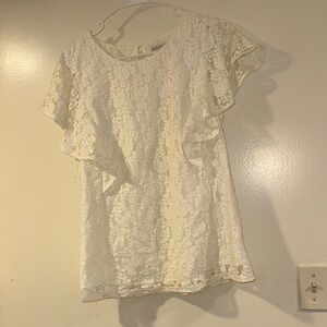 Merona Cream Lace Ruffle Sleeve Blouse
